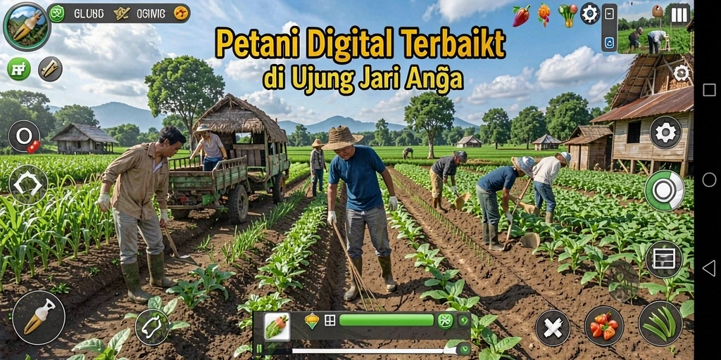 Tampilan gameplay 6RT dengan lahan pertanian yang luas.