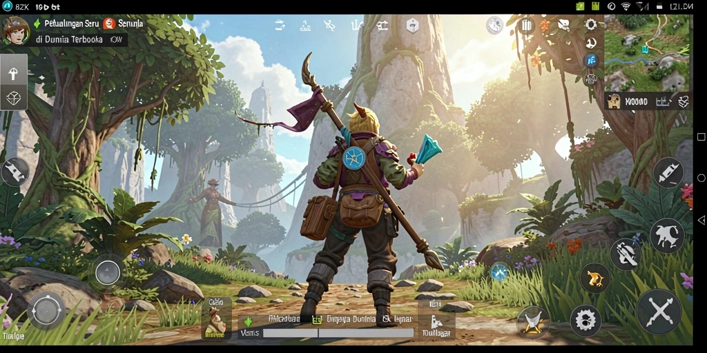 Screenshot dari gameplay 8ZK menunjukkan kawasan terbuka yang luas dan mendebarkan.
