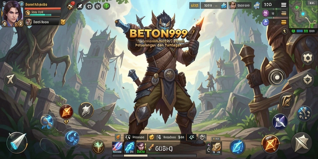 Tampilan gameplay BETON999 yang epik dengan petualangan seru dan pertarungan menantang.