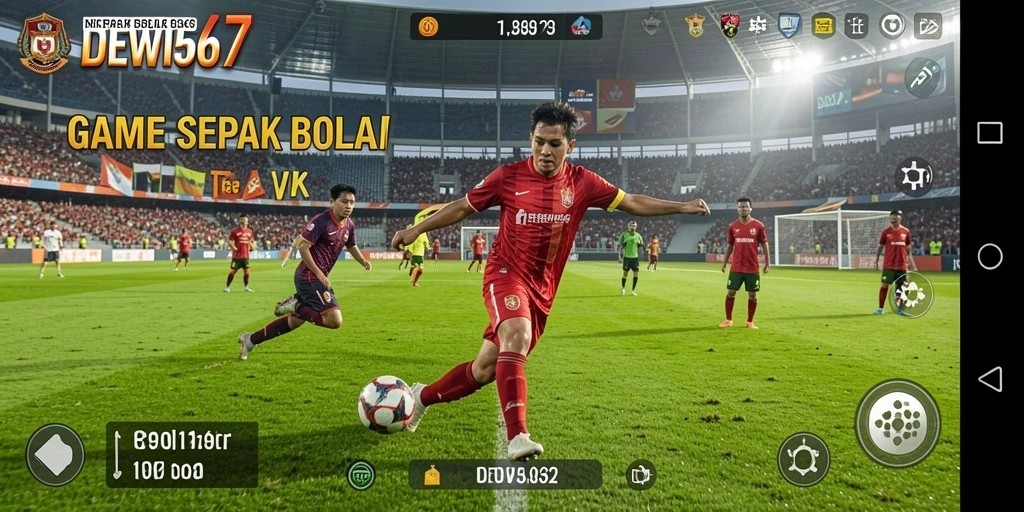Tampilan gameplay DEWI567 yang penuh aksi dan strategi sepak bola.