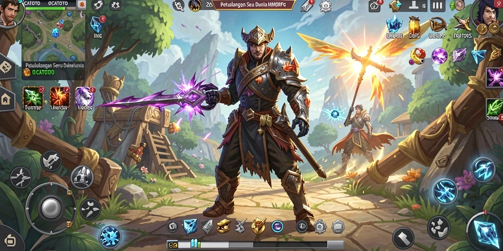 Tampilan gameplay OCATOTO yang menampilkan pertempuran seru dalam MMORPG.