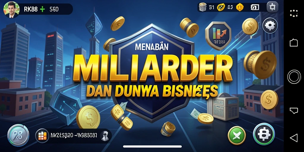 Screenshot gameplay RK88 yang menunjukkan pengelolaan bisnis yang dinamis.