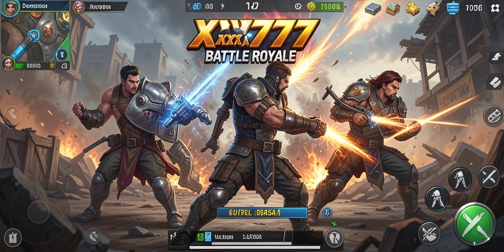 Screenshot XXX777 menunjukkan aksi intens dalam pertempuran Battle Royale.